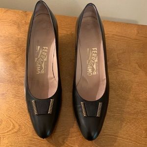 Salvatore Ferragamo Black Leather Heels